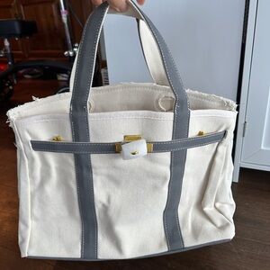 Boatkin Canvas Tote Bag with Gray Trim